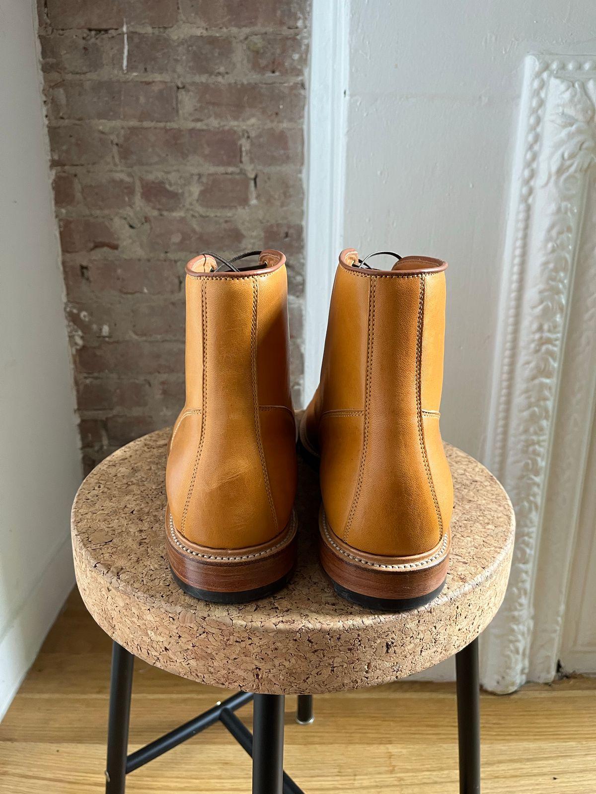 Photo by tbriggscook on October 5, 2022 of the Viberg Officer Boot in Shinki Camel Latigo Horsehide.