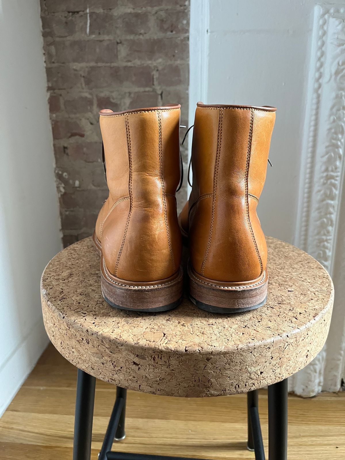 Photo by tbriggscook on January 4, 2023 of the Viberg Officer Boot in Shinki Camel Latigo Horsehide.