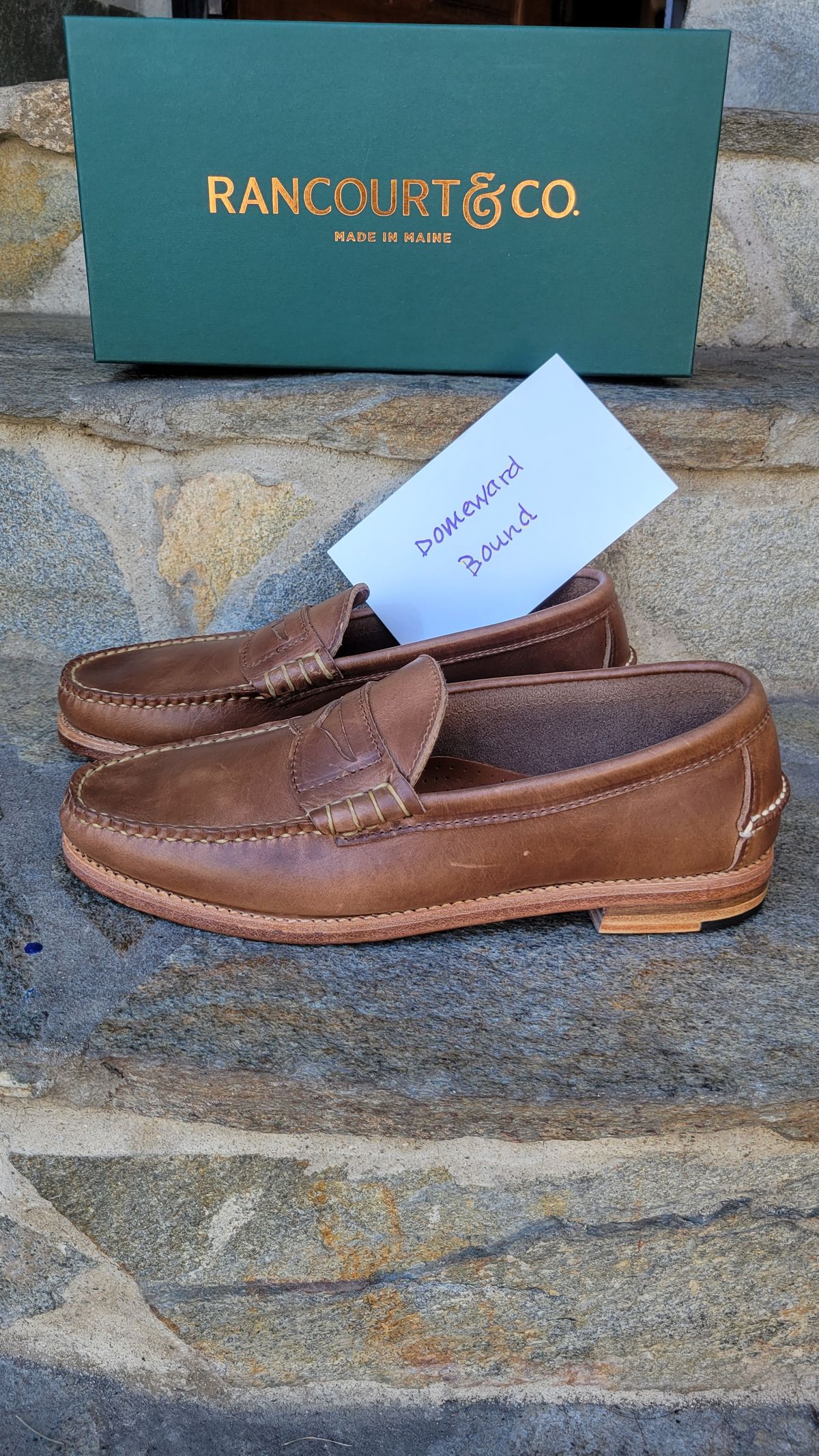 Photo by Dodgers78 on October 4, 2023 of the Rancourt & Co. Beefroll Penny Loafers in Horween Natural Chromexcel.