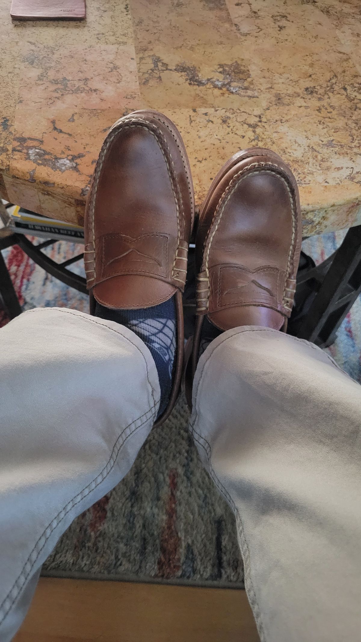 Photo by Dodgers78 on November 9, 2023 of the Rancourt & Co. Beefroll Penny Loafers in Horween Natural Chromexcel.