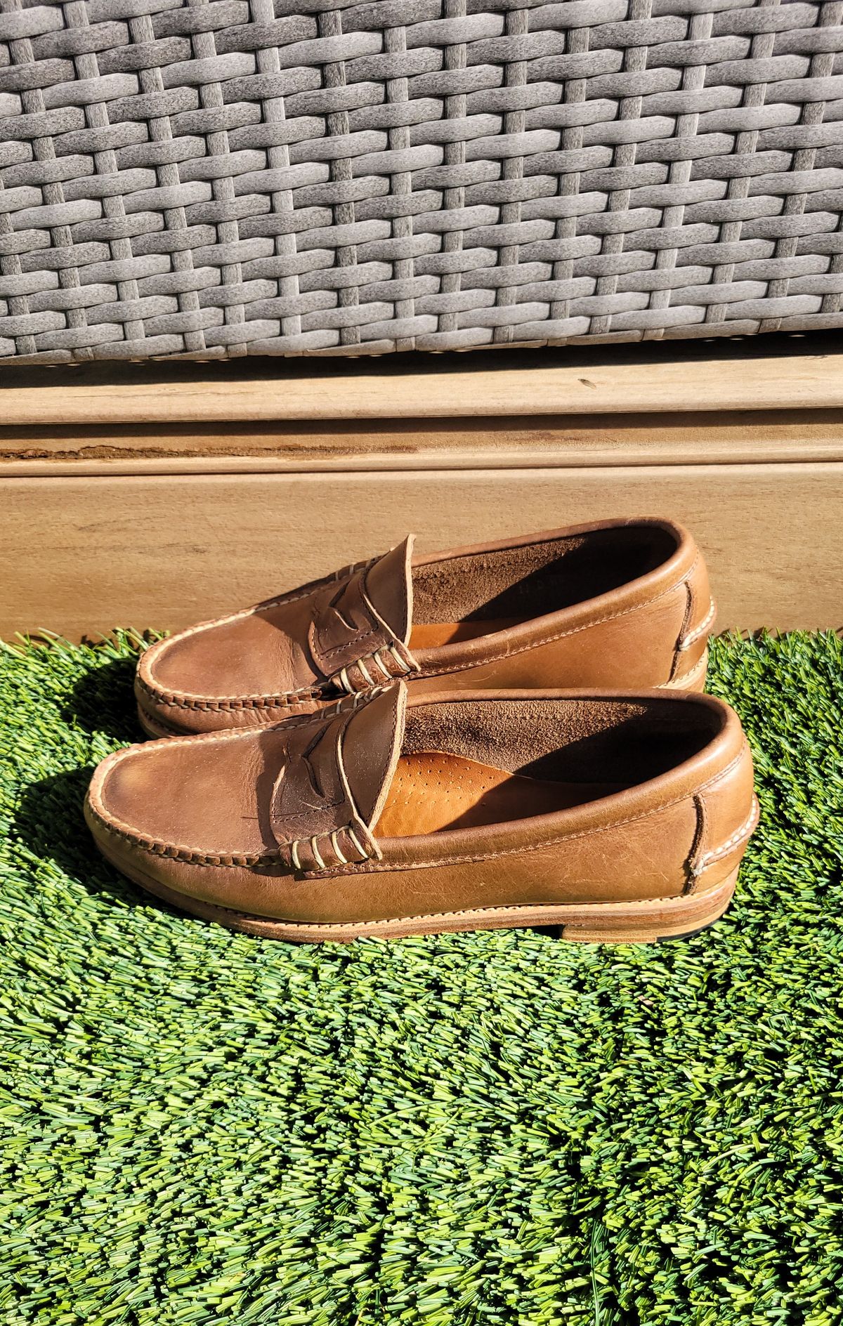 Photo by Dodgers78 on December 4, 2023 of the Rancourt & Co. Beefroll Penny Loafers in Horween Natural Chromexcel.