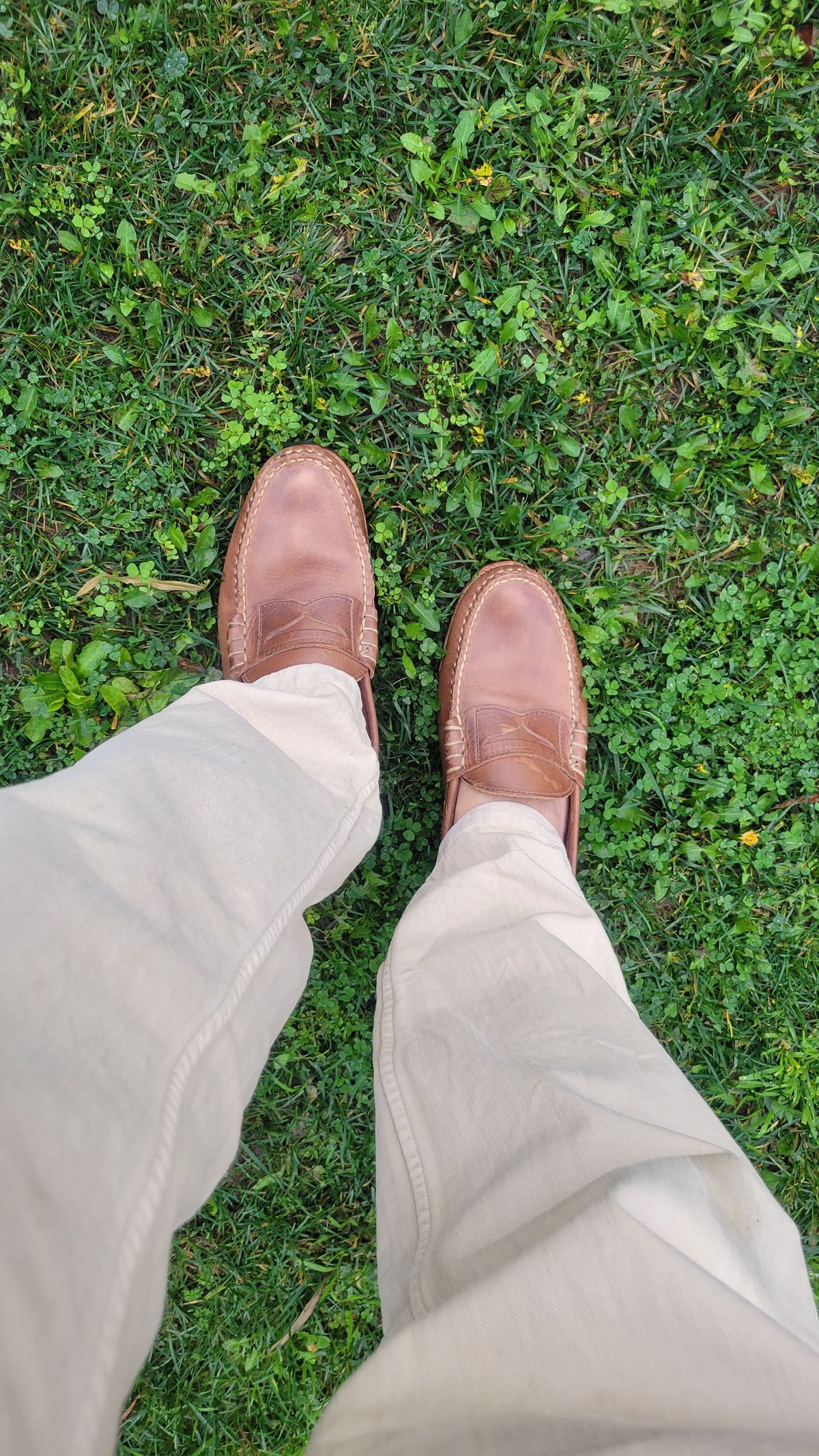 Photo by Dodgers78 on February 6, 2024 of the Rancourt & Co. Beefroll Penny Loafers in Horween Natural Chromexcel.