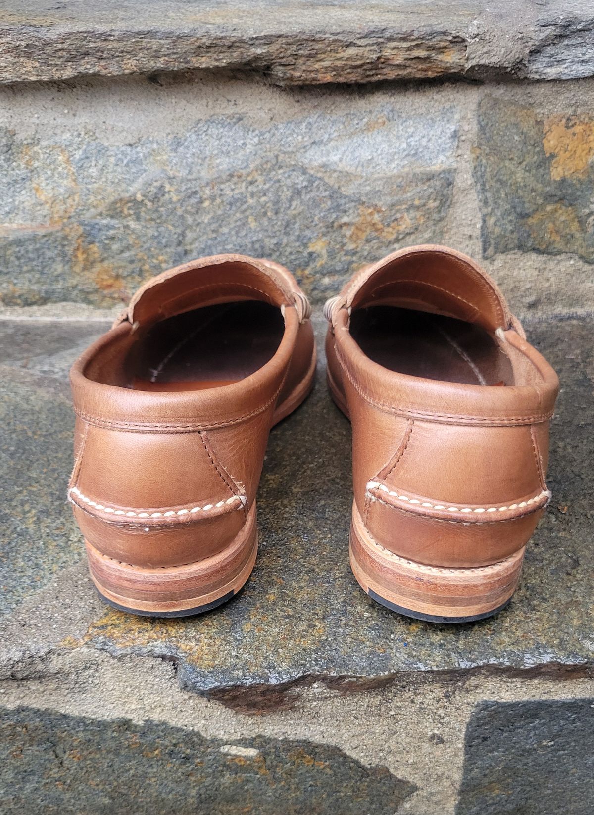 Photo by Dodgers78 on February 6, 2024 of the Rancourt & Co. Beefroll Penny Loafers in Horween Natural Chromexcel.