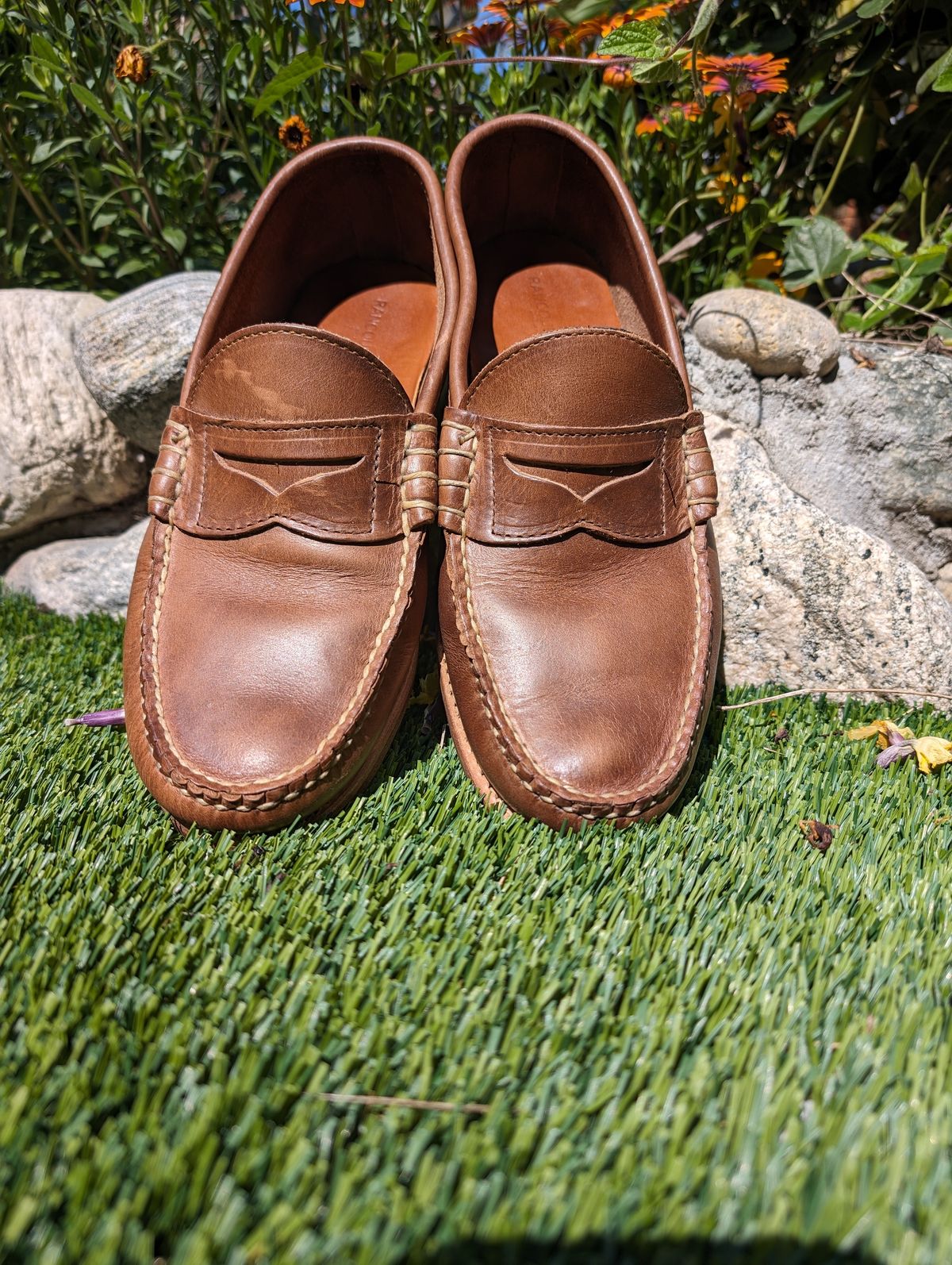 Photo by Dodgers78 on March 4, 2024 of the Rancourt & Co. Beefroll Penny Loafers in Horween Natural Chromexcel.