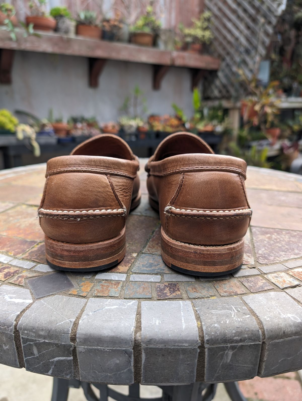 Photo by Dodgers78 on April 5, 2024 of the Rancourt & Co. Beefroll Penny Loafers in Horween Natural Chromexcel.
