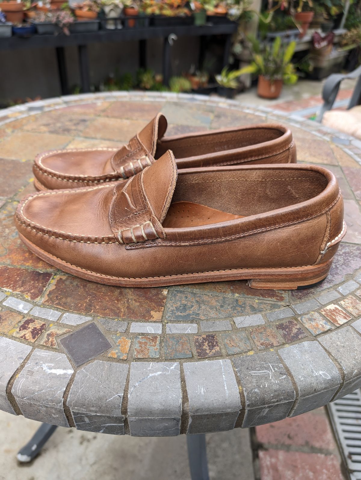 Photo by Dodgers78 on April 5, 2024 of the Rancourt & Co. Beefroll Penny Loafers in Horween Natural Chromexcel.