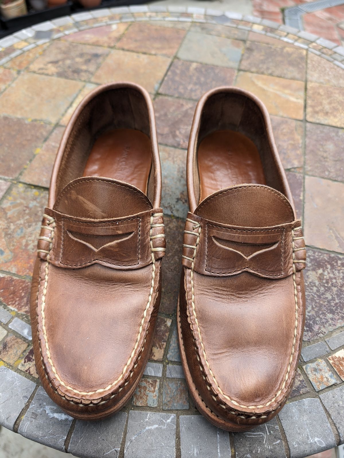 Photo by Dodgers78 on April 5, 2024 of the Rancourt & Co. Beefroll Penny Loafers in Horween Natural Chromexcel.