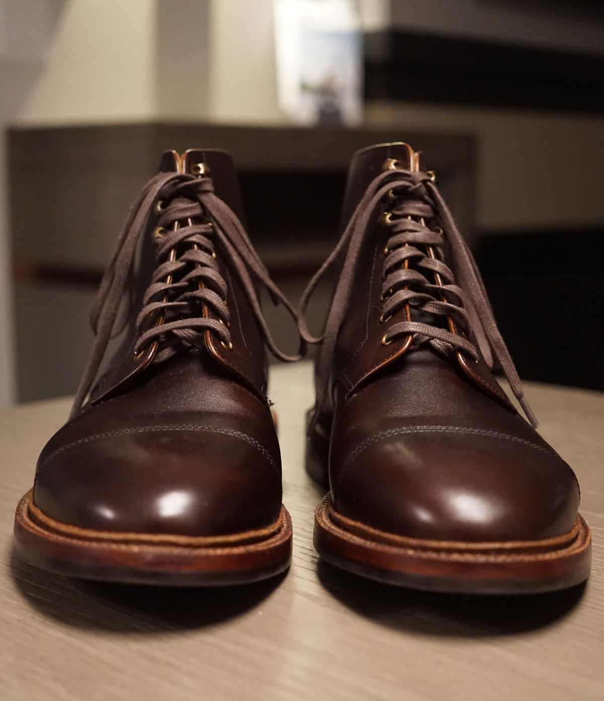 Photo by Dodgers78 on October 1, 2022 of the Grant Stone Cap Toe Boot in Unlisted Leather.