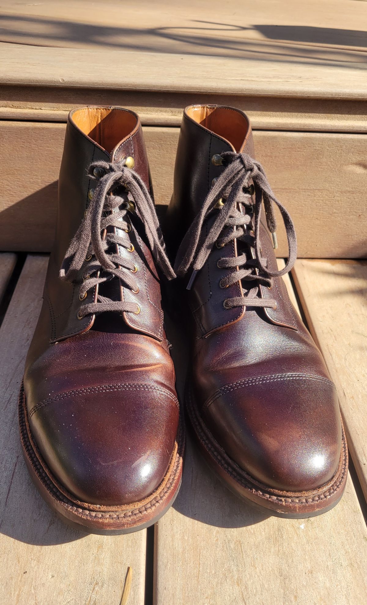 Photo by Dodgers78 on December 5, 2022 of the Grant Stone Cap Toe Boot in Unlisted Leather.