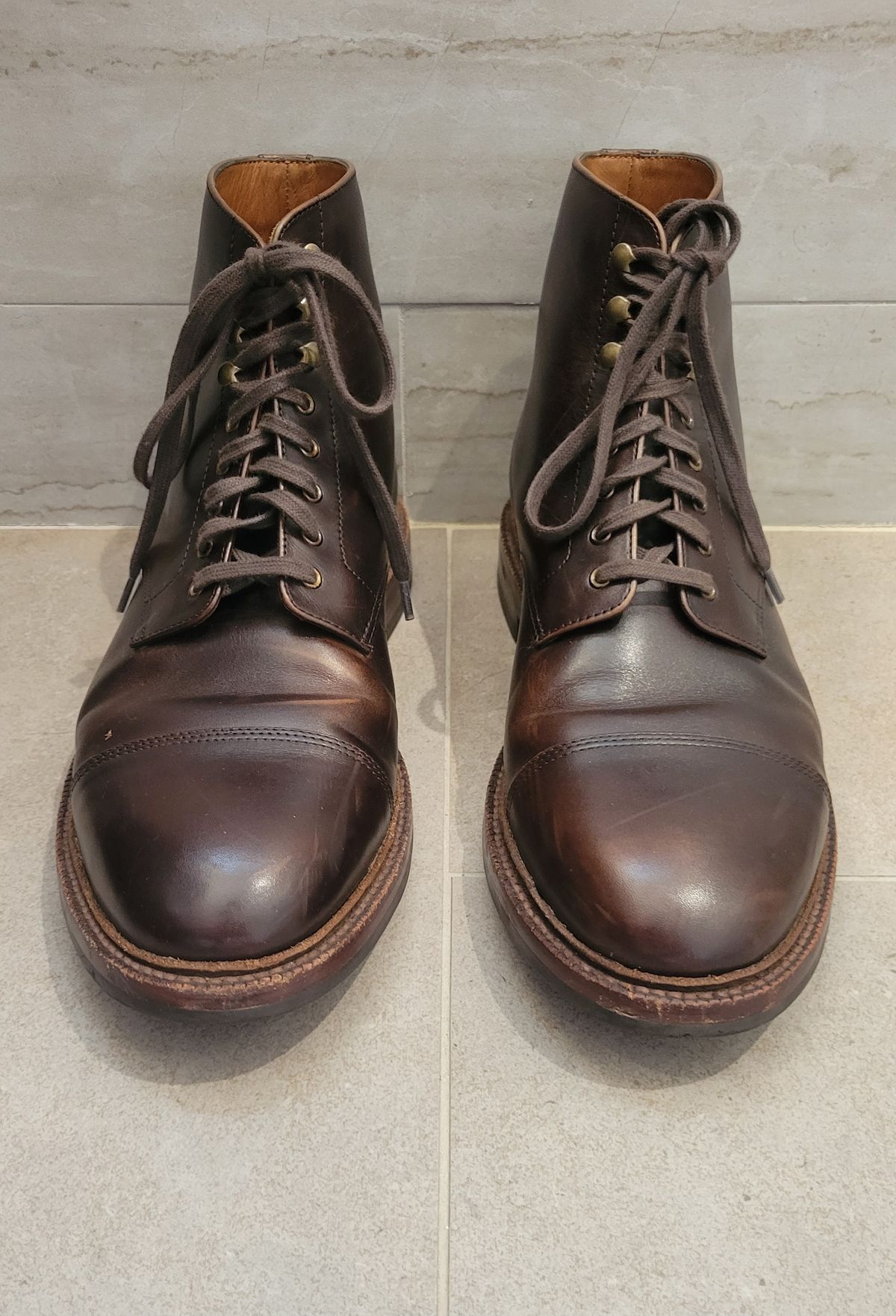 Photo by Dodgers78 on March 4, 2023 of the Grant Stone Cap Toe Boot in Unlisted Leather.