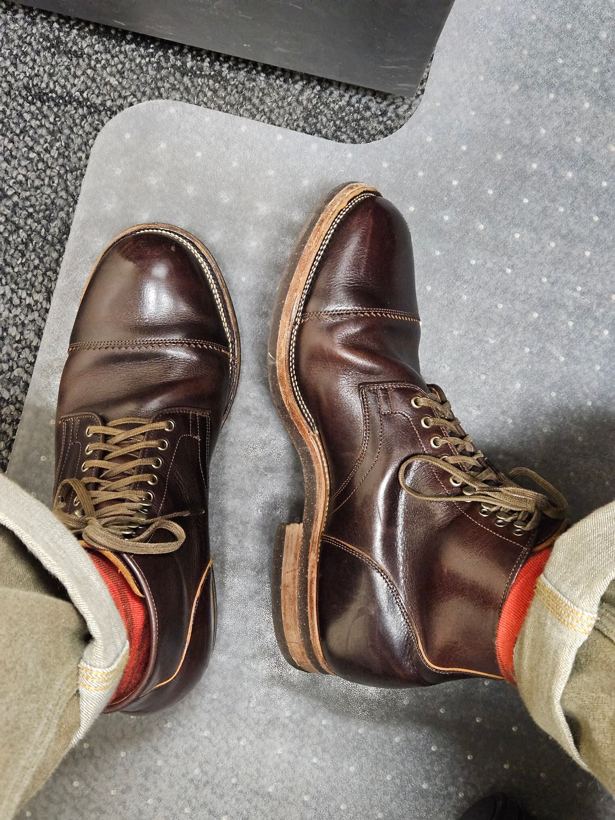 Photo by aDogNamedMerle on August 7, 2025 of the Viberg Service Boot PCT in Gallun Cigar Viking Calf.