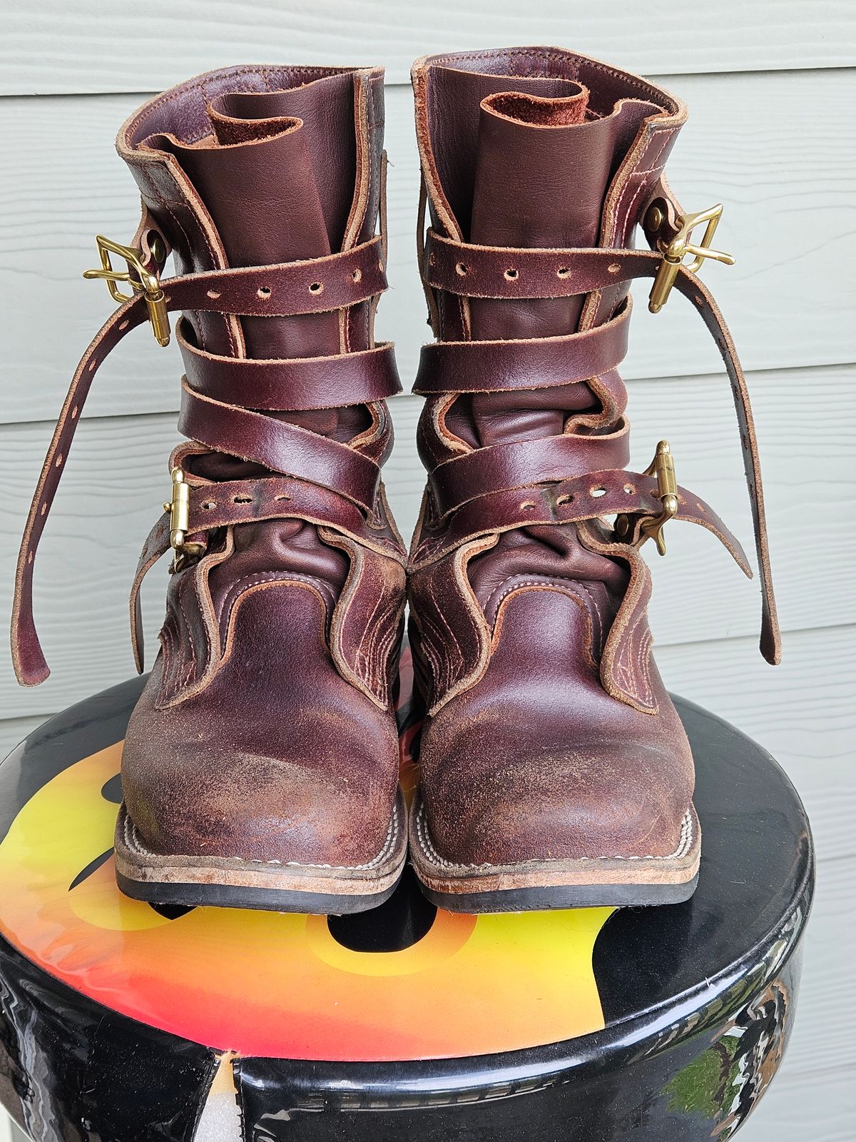 Photo by aDogNamedMerle on August 14, 2024 of the Nicks Heritage TankerPro in Horween Tan Waxed Flesh.