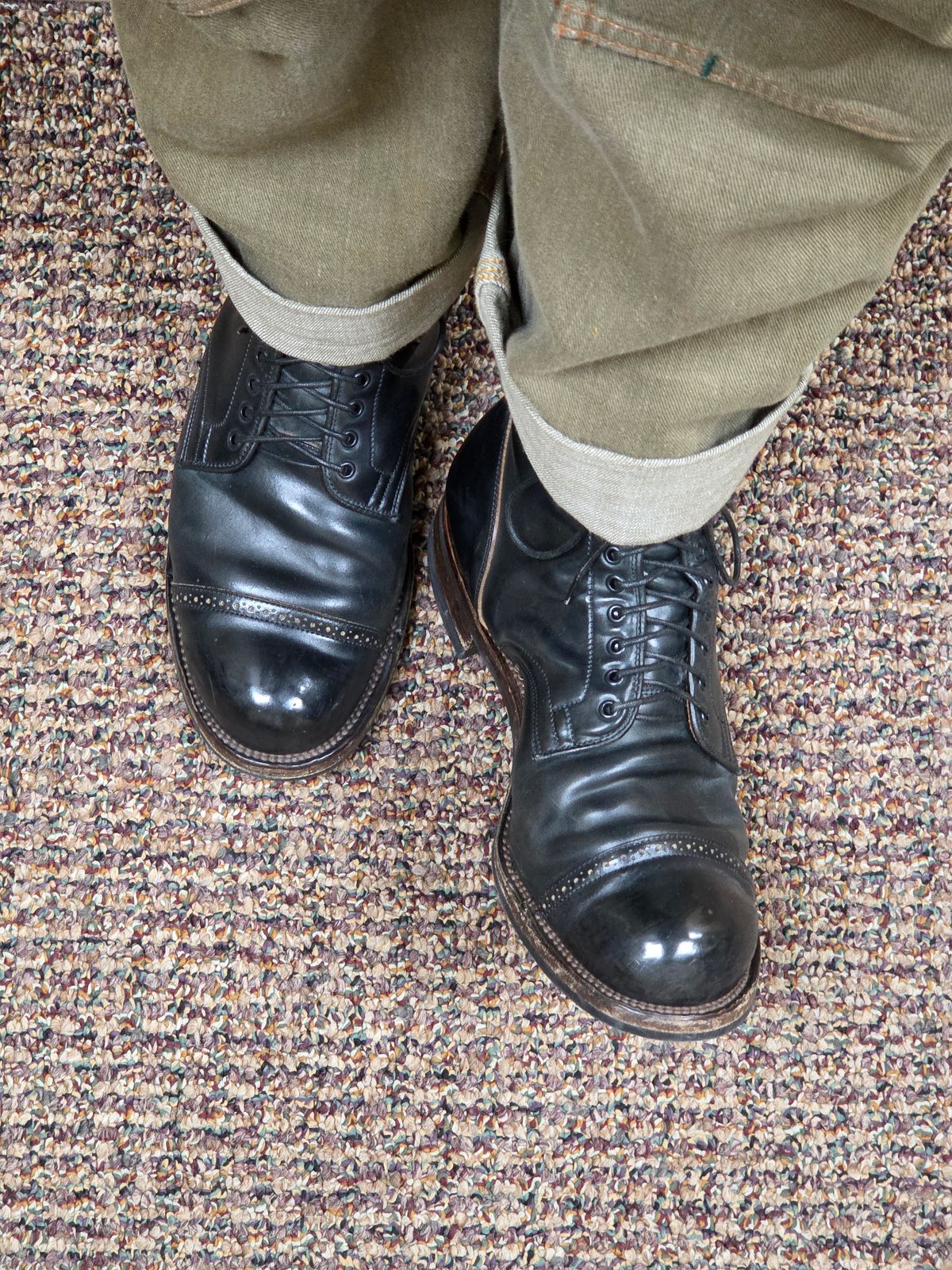 Photo by aDogNamedMerle on June 18, 2026 of the Viberg Service Boot BCT in Horween Black Tumbled Shell Cordovan.