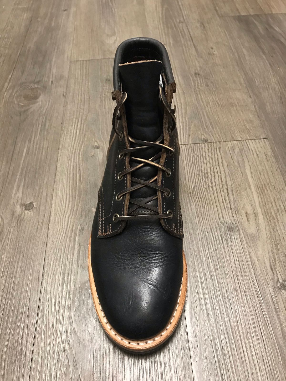 Photo by earvinquero on October 3, 2022 of the Truman Service Boot in Horween Black Teacore Chromexcel.