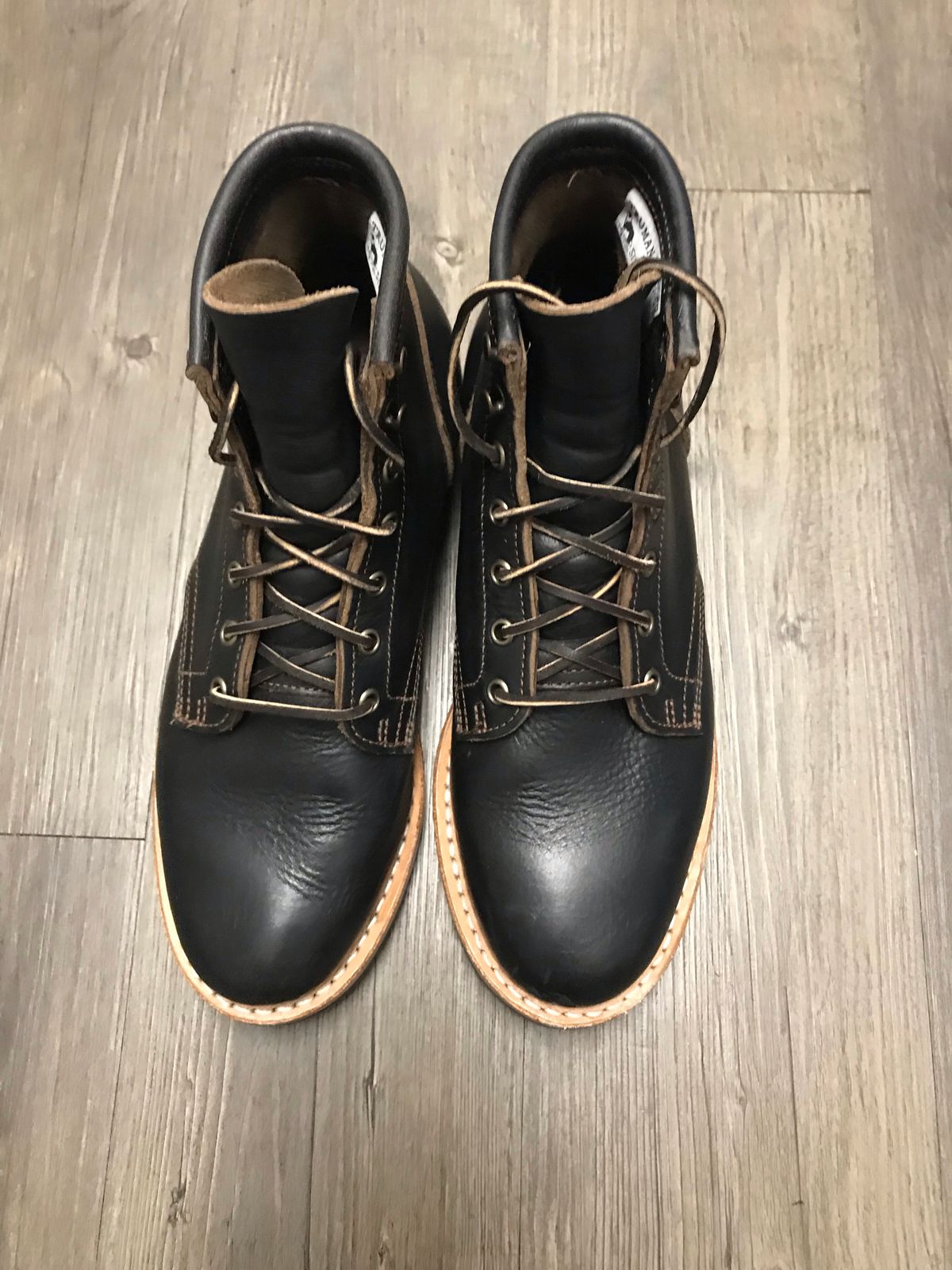 Photo by earvinquero on October 3, 2022 of the Truman Service Boot in Horween Black Teacore Chromexcel.