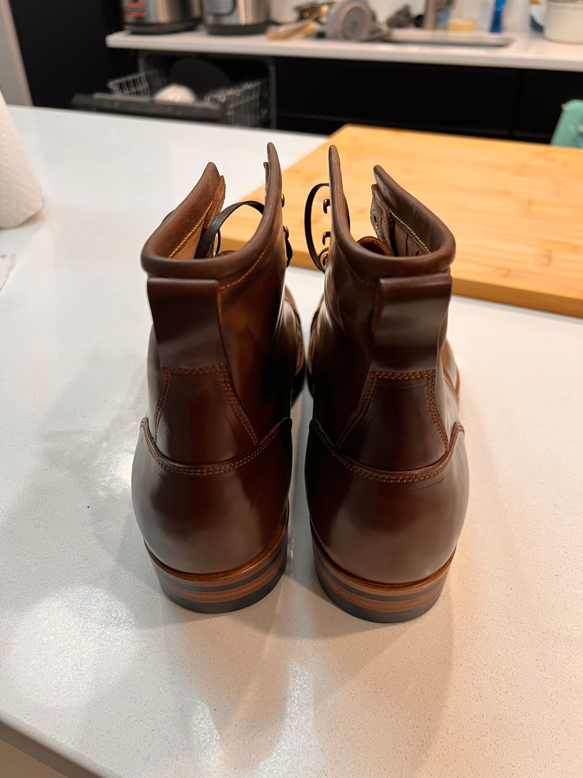 Photo by A_Clockwork_Yifan on October 1, 2024 of the Iron Boots 5515 in Maryam Brown Shell Cordovan.