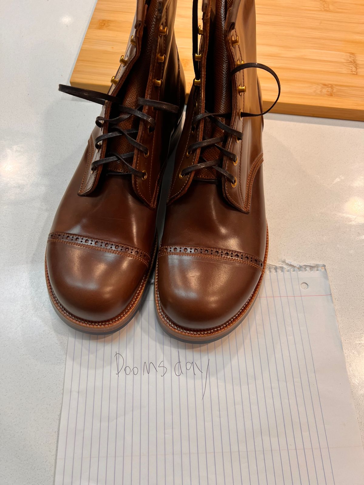 Photo by A_Clockwork_Yifan on October 1, 2024 of the Iron Boots 5515 in Maryam Brown Shell Cordovan.
