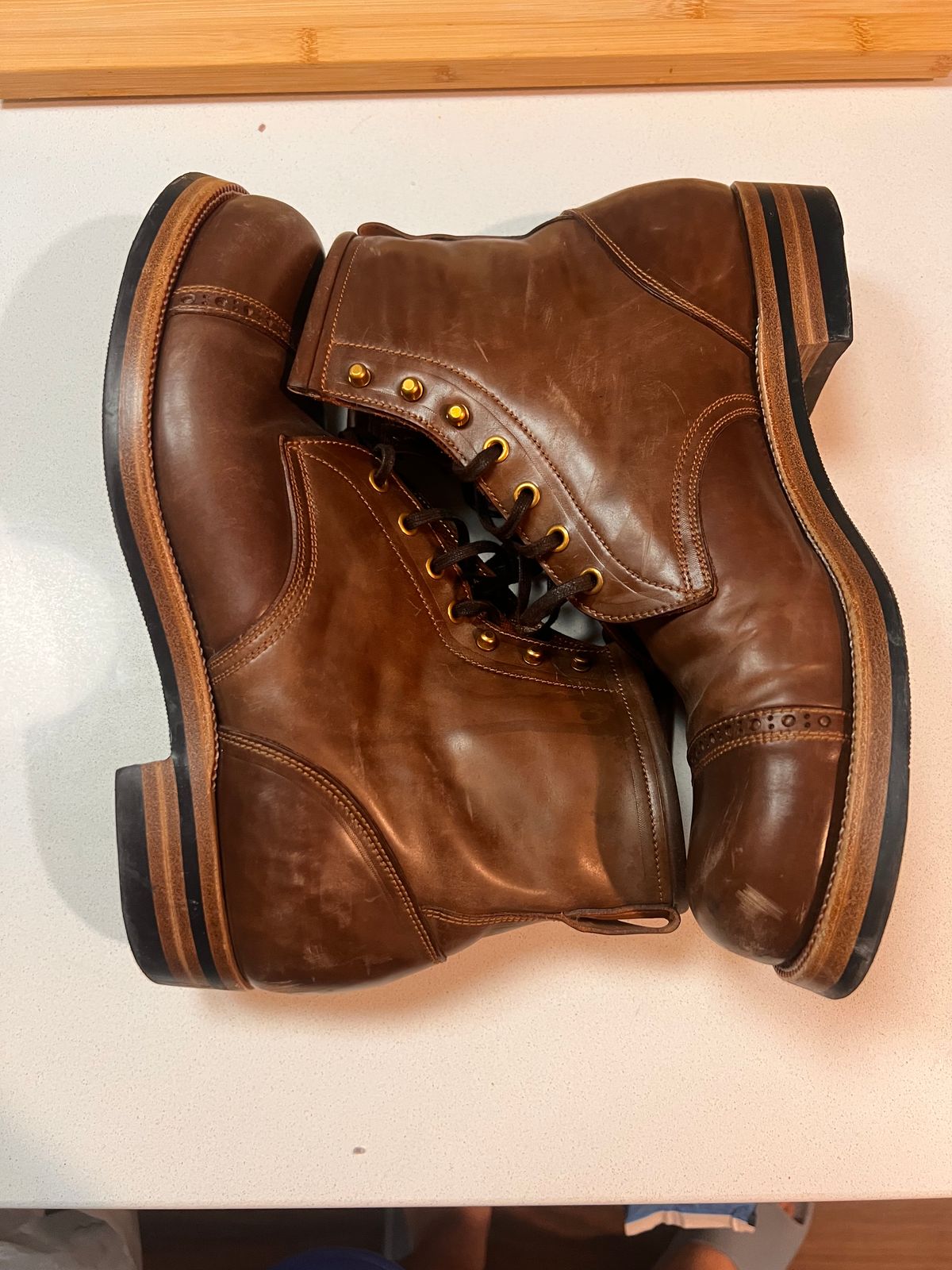 Photo by A_Clockwork_Yifan on November 5, 2024 of the Iron Boots 5515 in Maryam Brown Shell Cordovan.