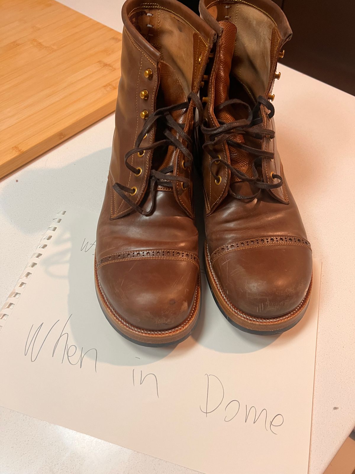 Photo by A_Clockwork_Yifan on November 5, 2024 of the Iron Boots 5515 in Maryam Brown Shell Cordovan.