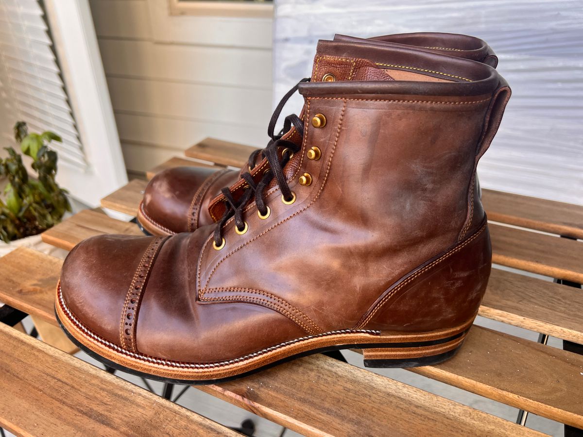 Photo by A_Clockwork_Yifan on December 4, 2024 of the Iron Boots 5515 in Maryam Brown Shell Cordovan.