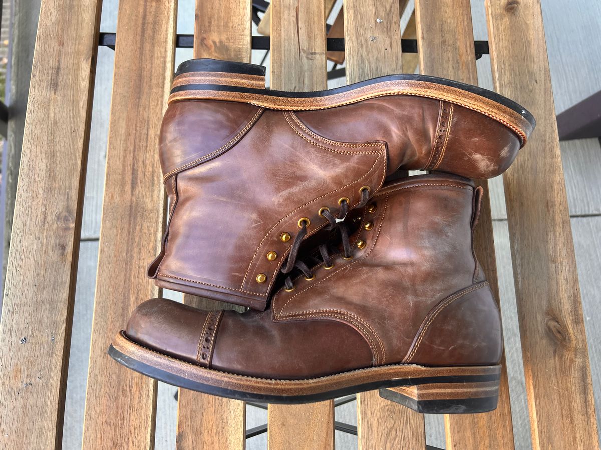 Photo by A_Clockwork_Yifan on December 4, 2024 of the Iron Boots 5515 in Maryam Brown Shell Cordovan.
