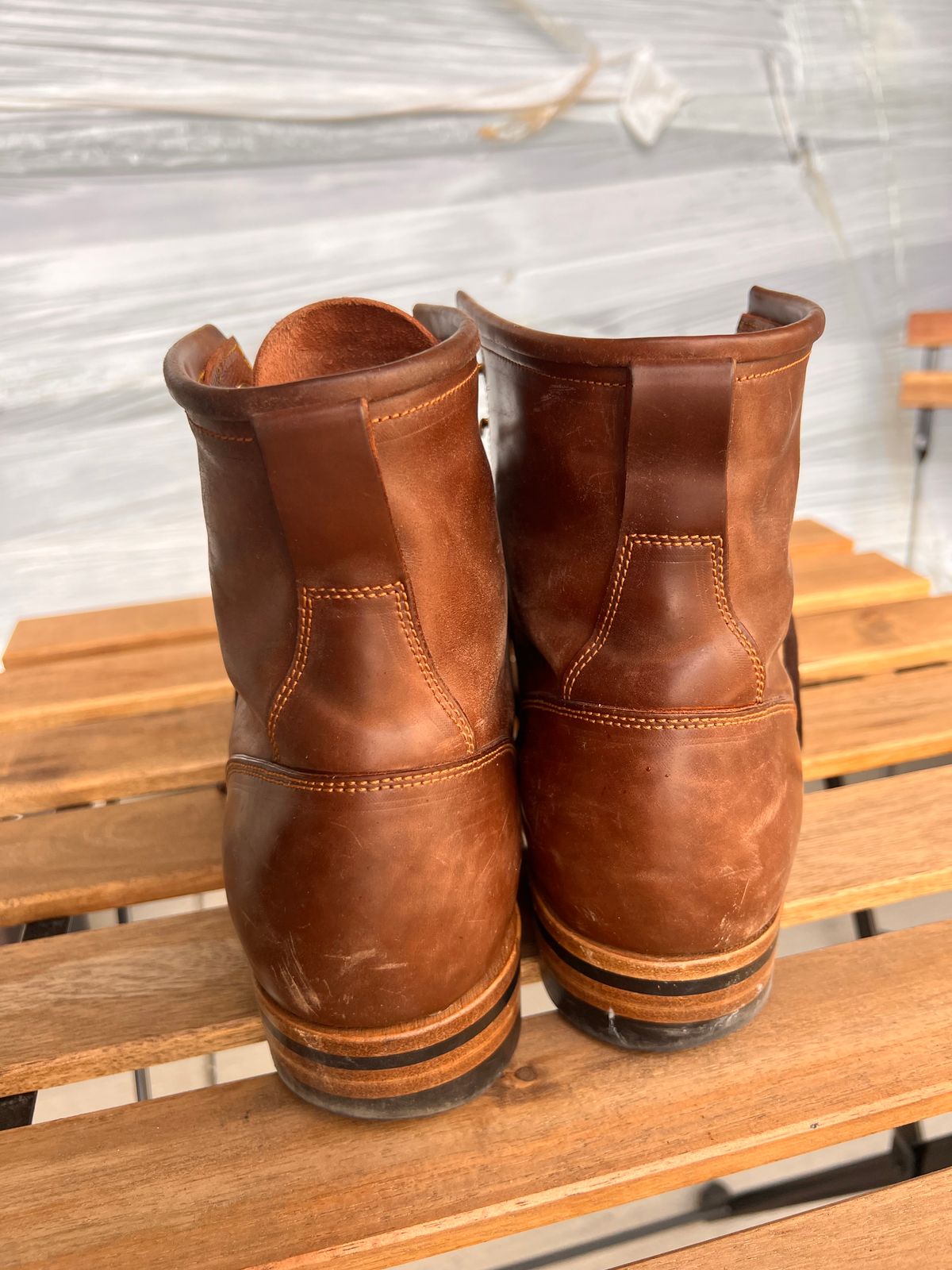 Photo by A_Clockwork_Yifan on March 4, 2025 of the Iron Boots 5515 in Maryam Brown Shell Cordovan.
