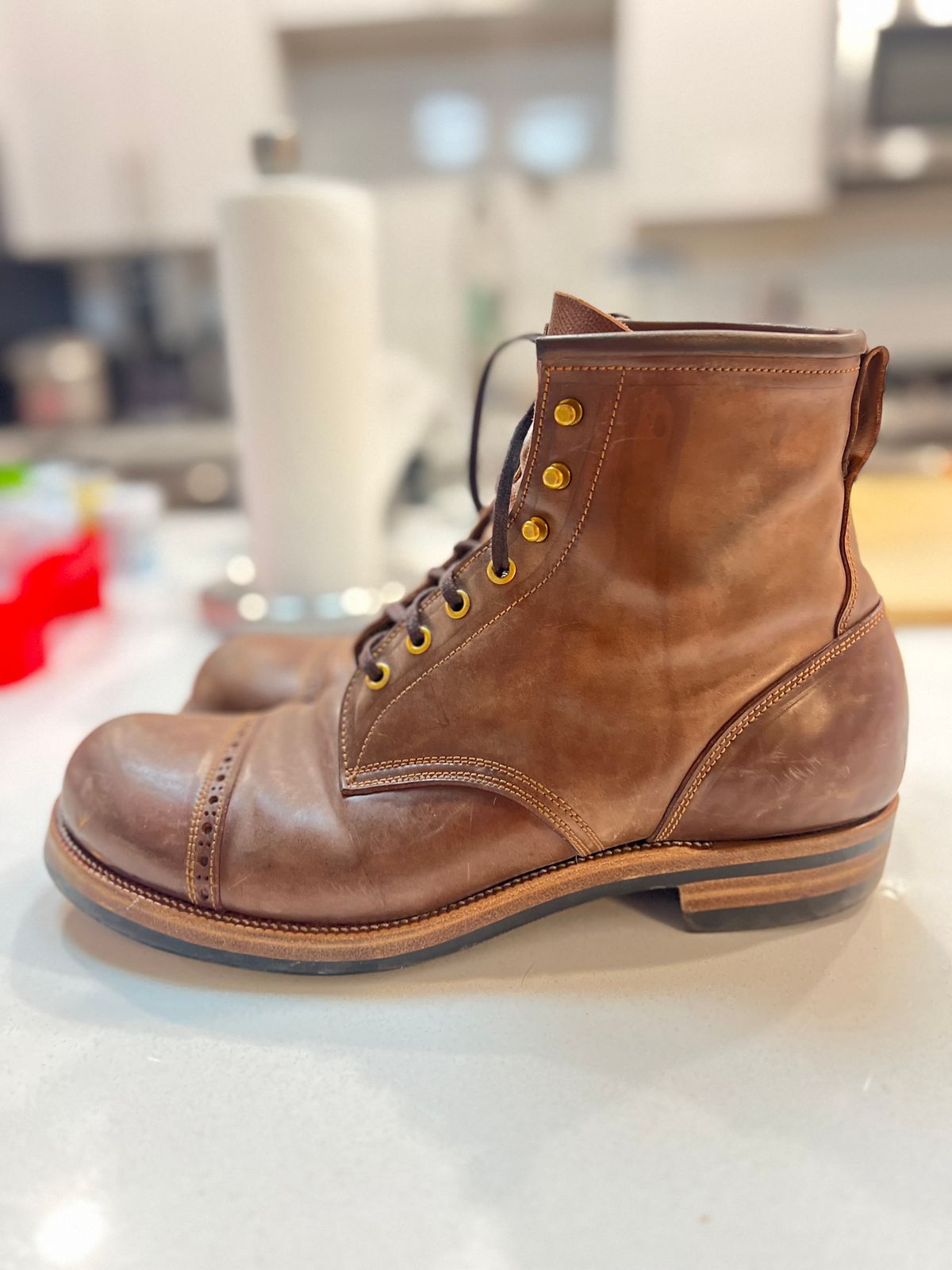 Photo by A_Clockwork_Yifan on April 4, 2025 of the Iron Boots 5515 in Maryam Brown Shell Cordovan.
