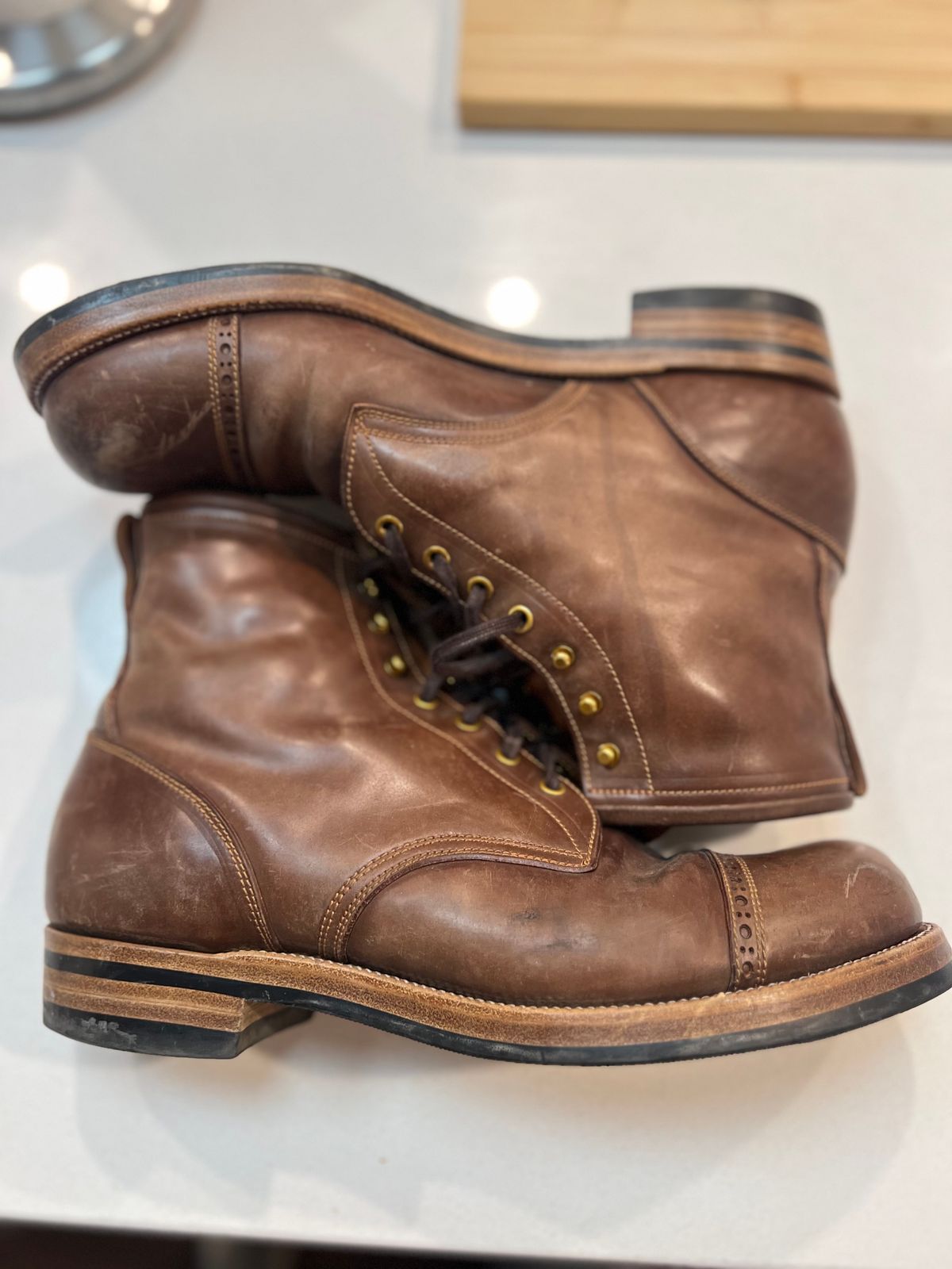 Photo by A_Clockwork_Yifan on April 4, 2025 of the Iron Boots 5515 in Maryam Brown Shell Cordovan.