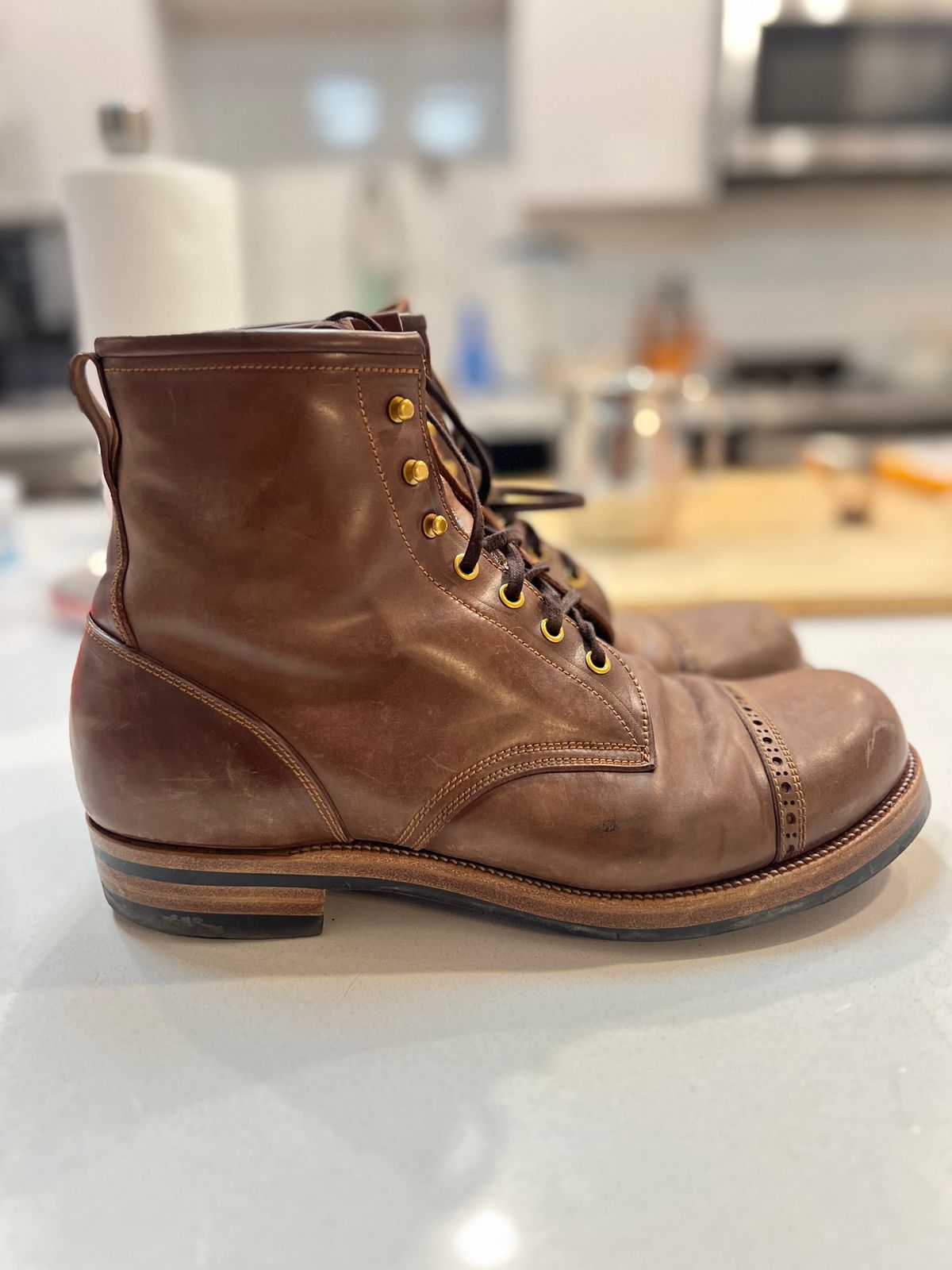 Photo by A_Clockwork_Yifan on April 4, 2025 of the Iron Boots 5515 in Maryam Brown Shell Cordovan.