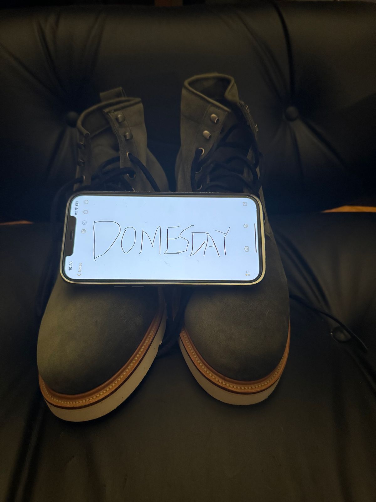 Photo by canary on October 7, 2024 of the Viberg Scout Boot in C.F. Stead Emerald Green Janus Calf Suede.