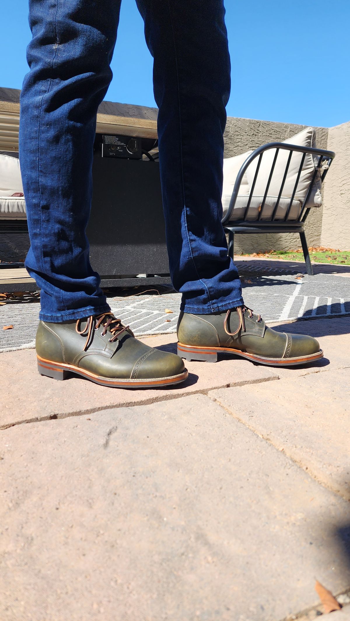 Photo by jranders52 on October 2, 2022 of the Viberg Service Boot BCT in Horween Olive Chromepak.