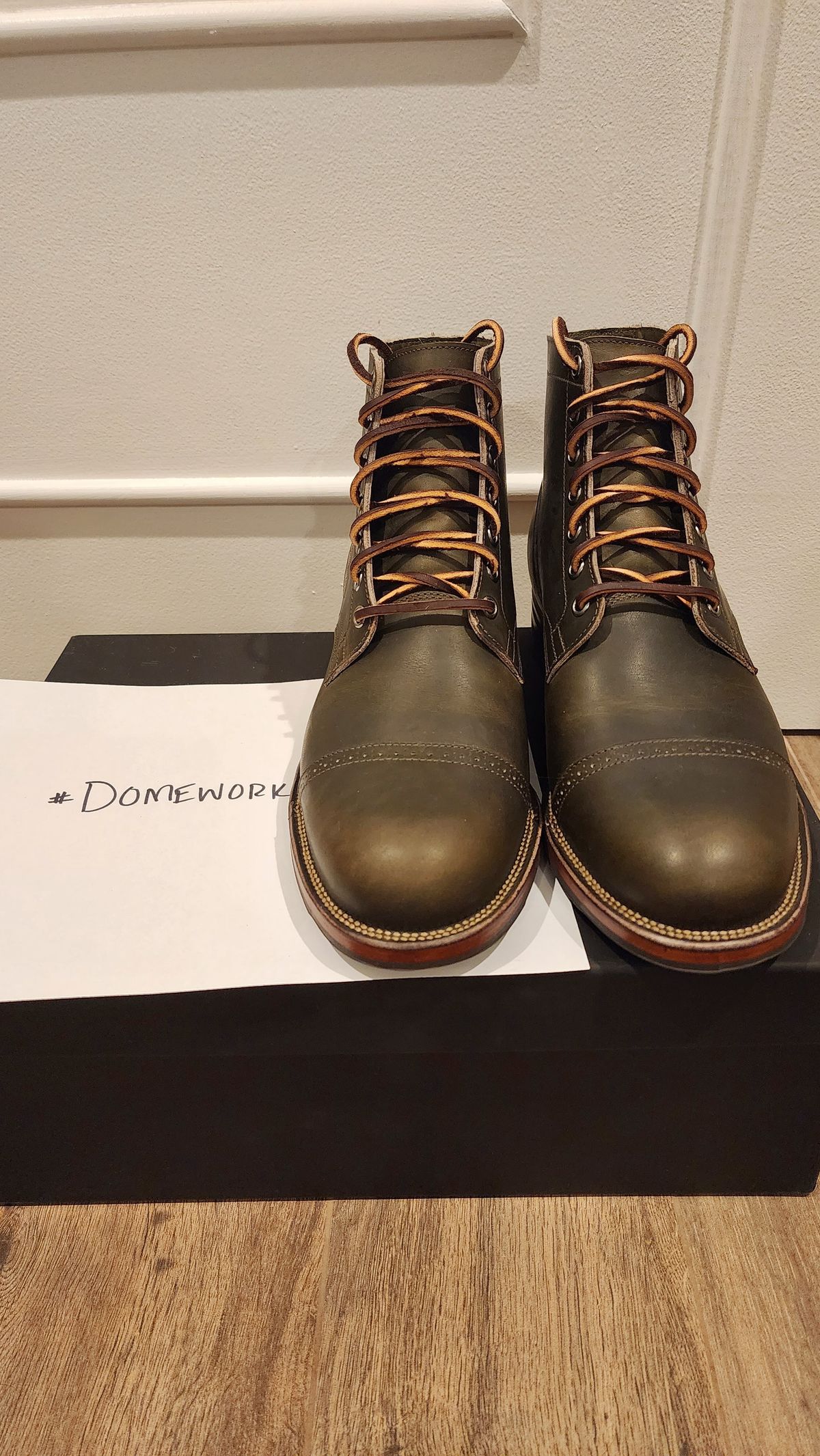 Photo by jranders52 on October 2, 2022 of the Viberg Service Boot BCT in Horween Olive Chromepak.