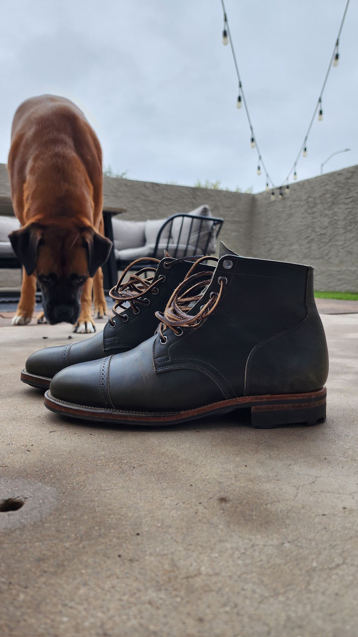 Photo by jranders52 on December 4, 2022 of the Viberg Service Boot BCT in Horween Olive Chromepak.