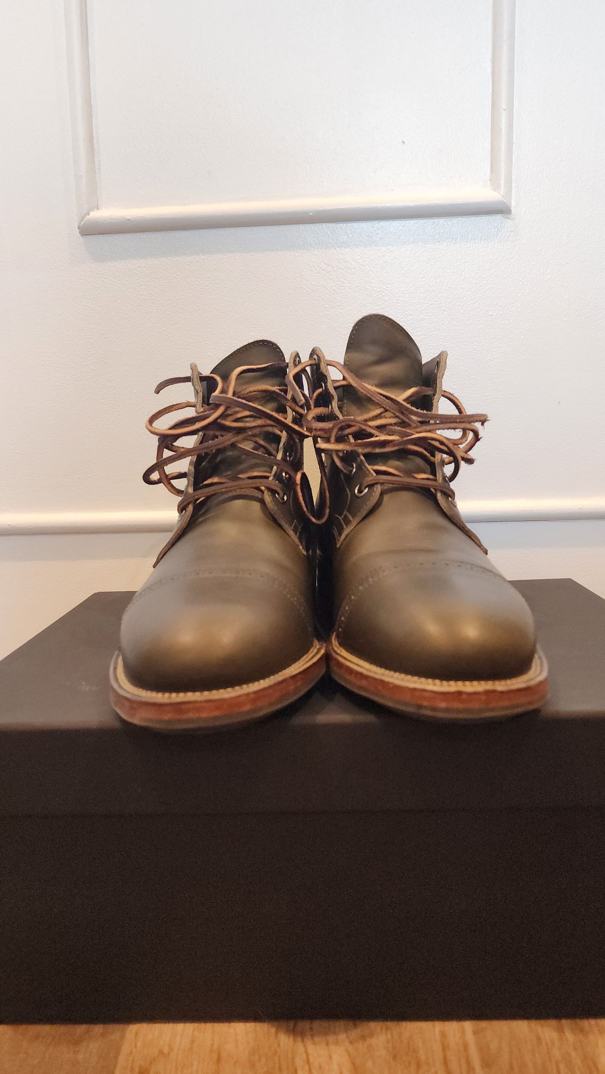 Photo by jranders52 on December 4, 2022 of the Viberg Service Boot BCT in Horween Olive Chromepak.