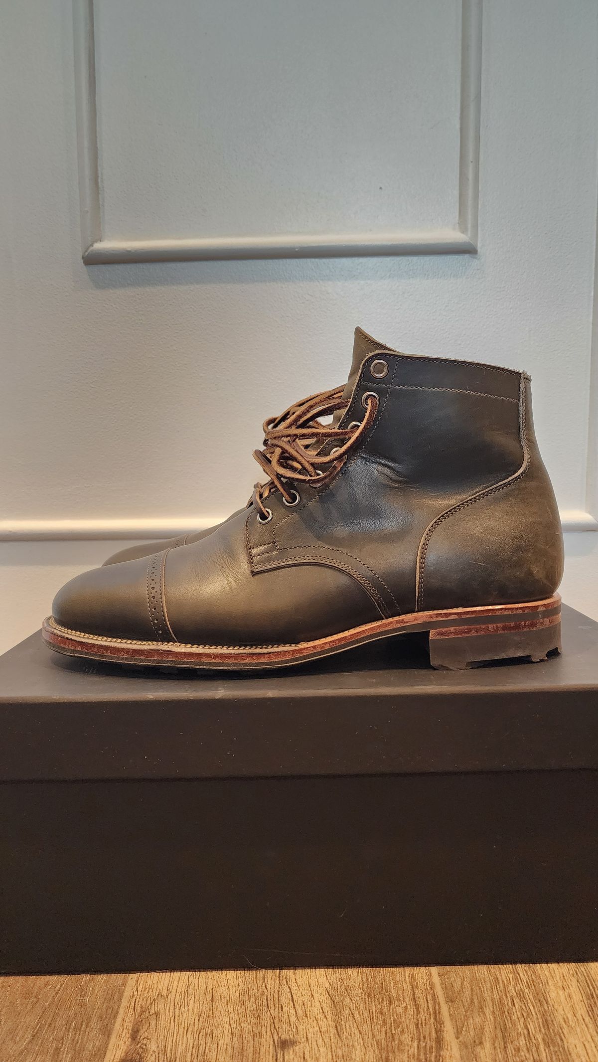 Photo by jranders52 on December 4, 2022 of the Viberg Service Boot BCT in Horween Olive Chromepak.