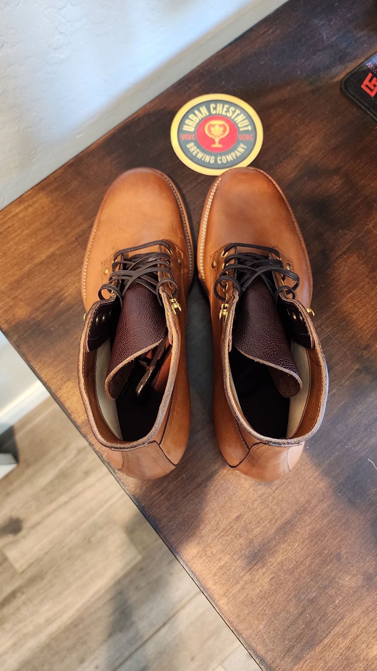 Photo by jranders52 on October 3, 2023 of the Iron Boots x Østmo Type 1 in Maryam Light Brown Washed Horsehide.