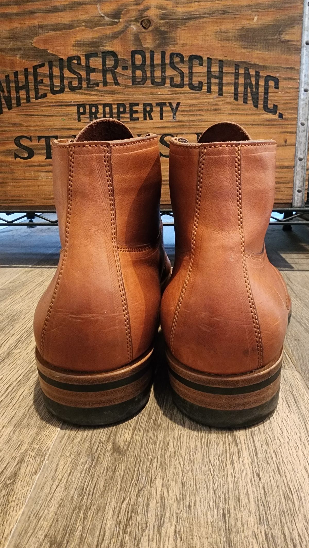 Photo by jranders52 on April 5, 2024 of the Iron Boots x Østmo Type 1 in Maryam Light Brown Washed Horsehide.