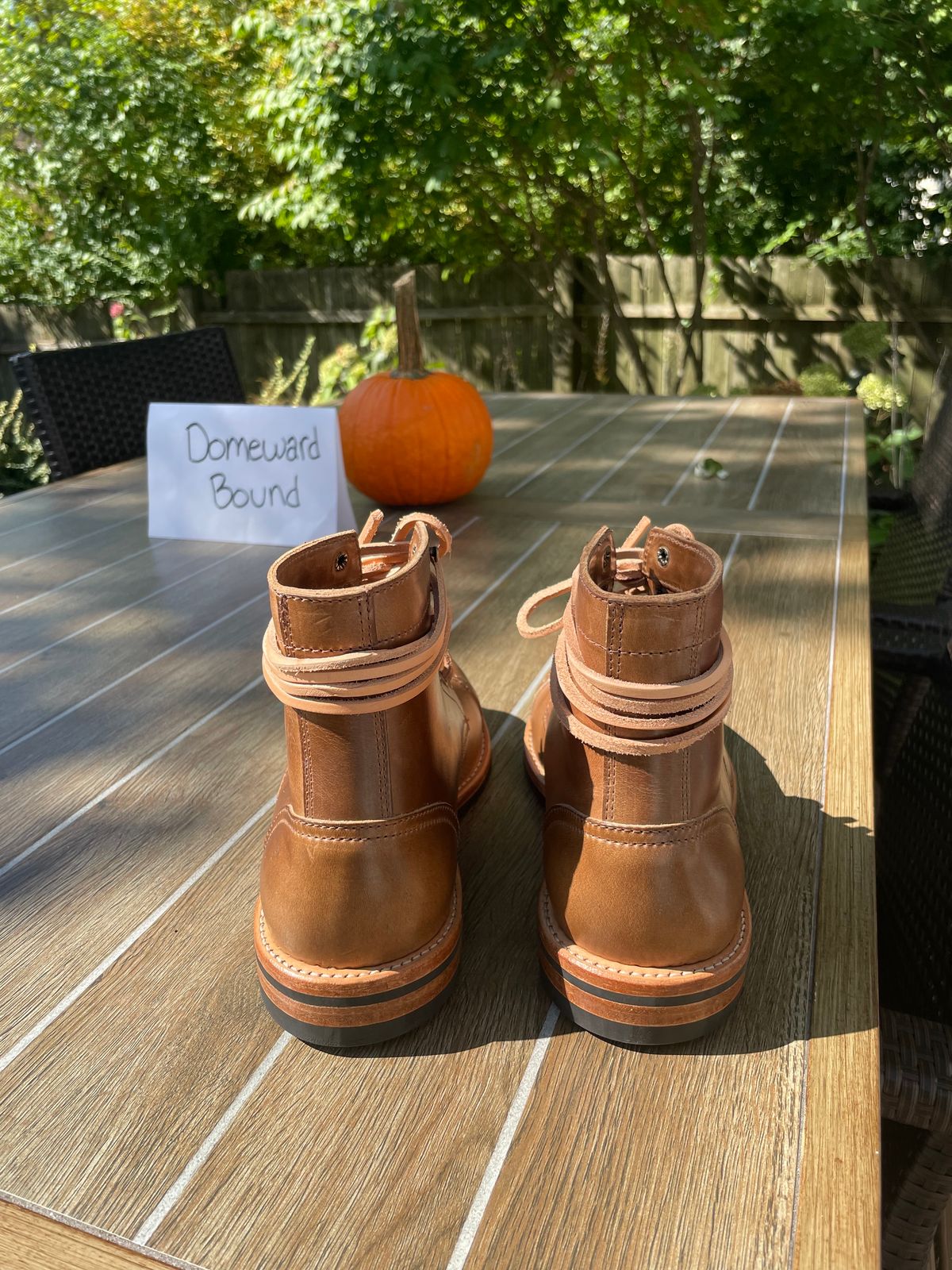 Photo by alamacchia2 on October 1, 2023 of the Oak Street Bootmakers Trench Boot in Horween Natural Chromexcel.