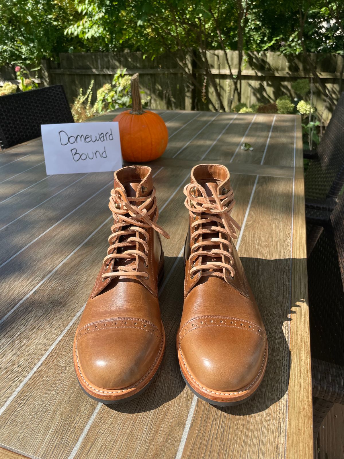 Photo by alamacchia2 on October 1, 2023 of the Oak Street Bootmakers Trench Boot in Horween Natural Chromexcel.