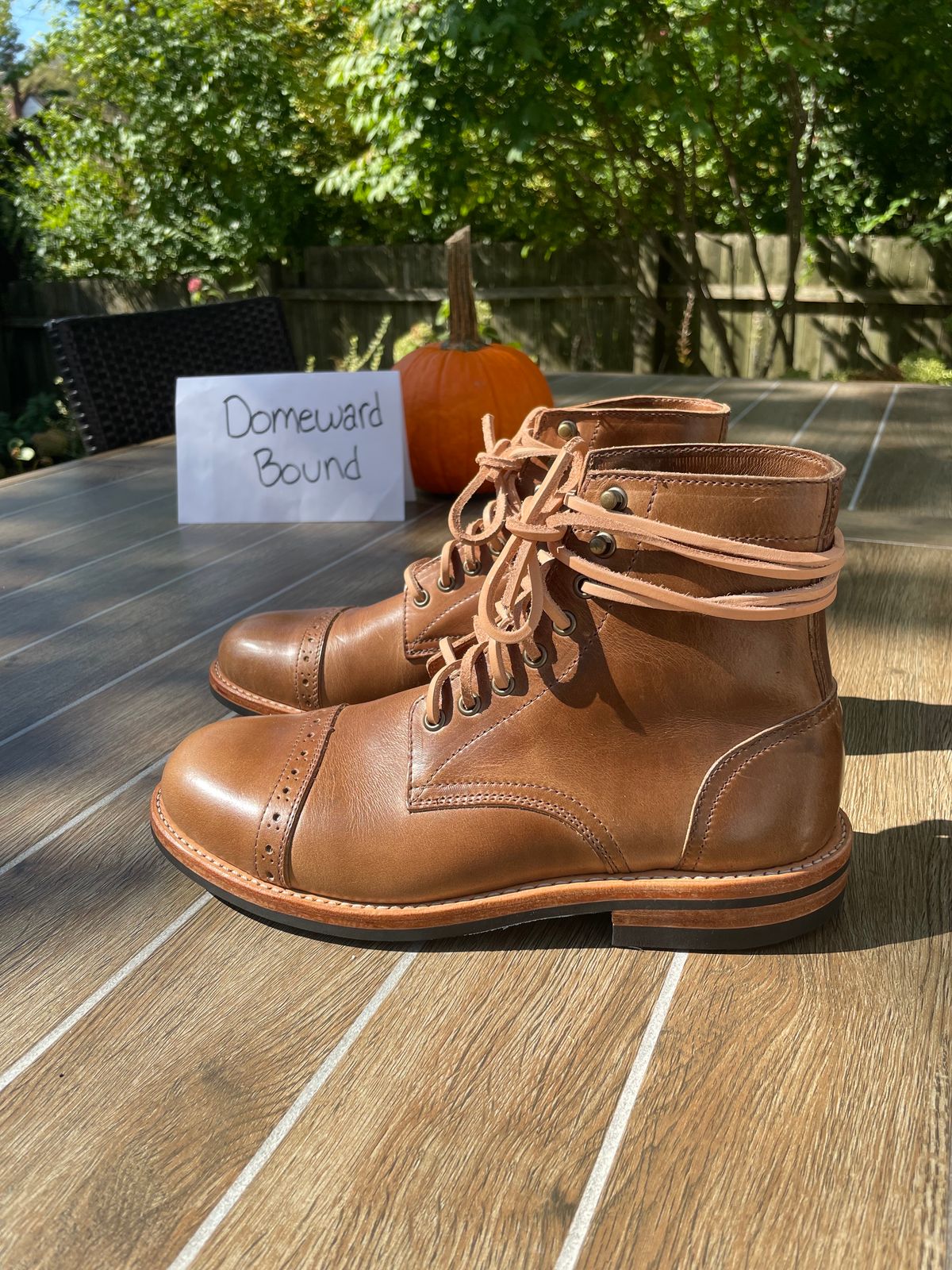 Photo by alamacchia2 on October 1, 2023 of the Oak Street Bootmakers Trench Boot in Horween Natural Chromexcel.