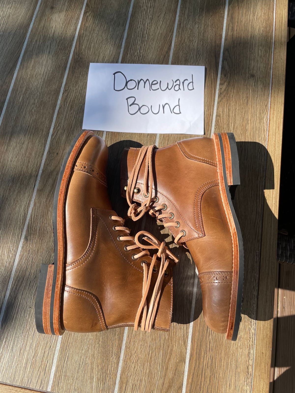 Photo by alamacchia2 on October 1, 2023 of the Oak Street Bootmakers Trench Boot in Horween Natural Chromexcel.