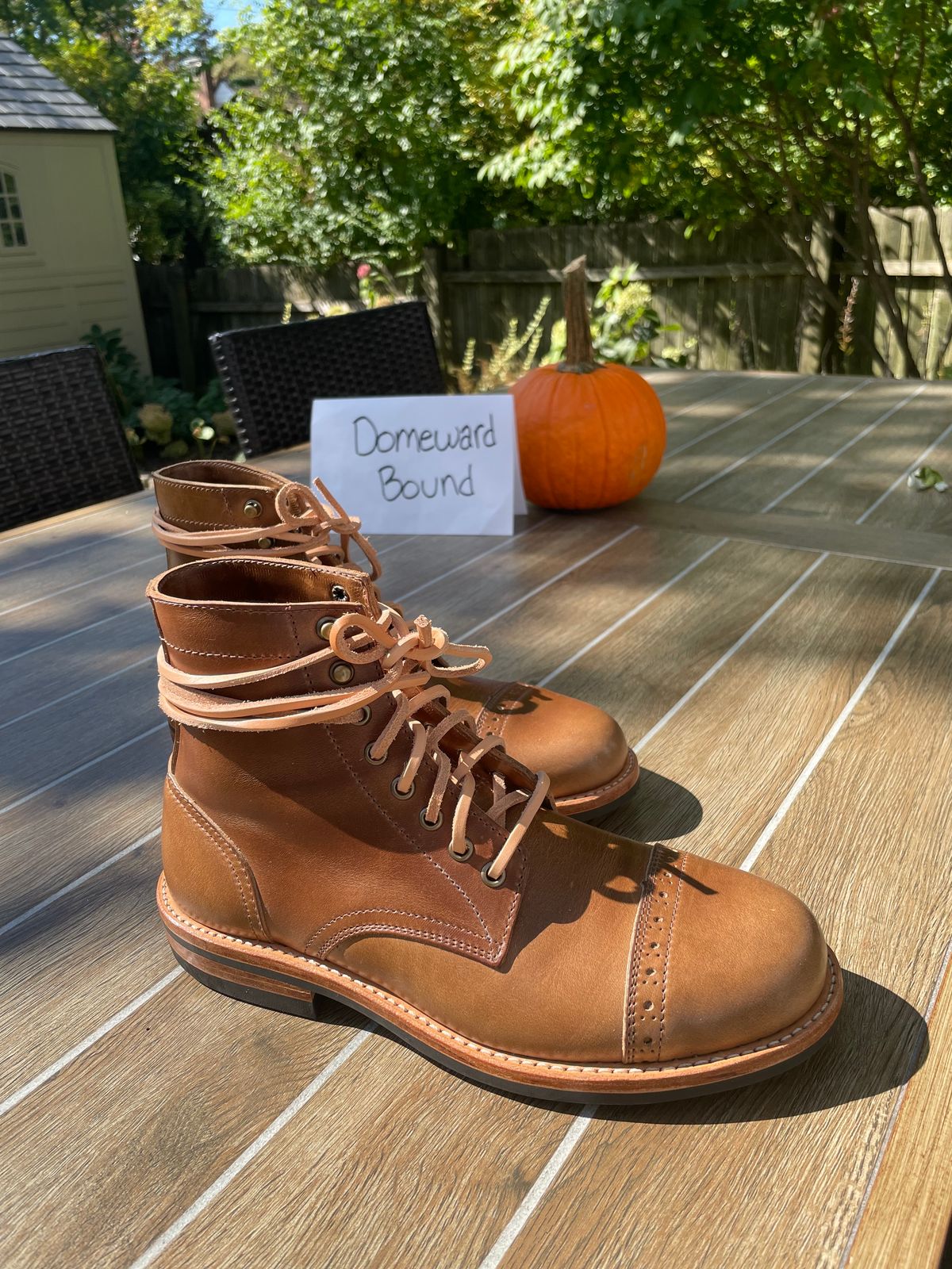 Photo by alamacchia2 on October 1, 2023 of the Oak Street Bootmakers Trench Boot in Horween Natural Chromexcel.