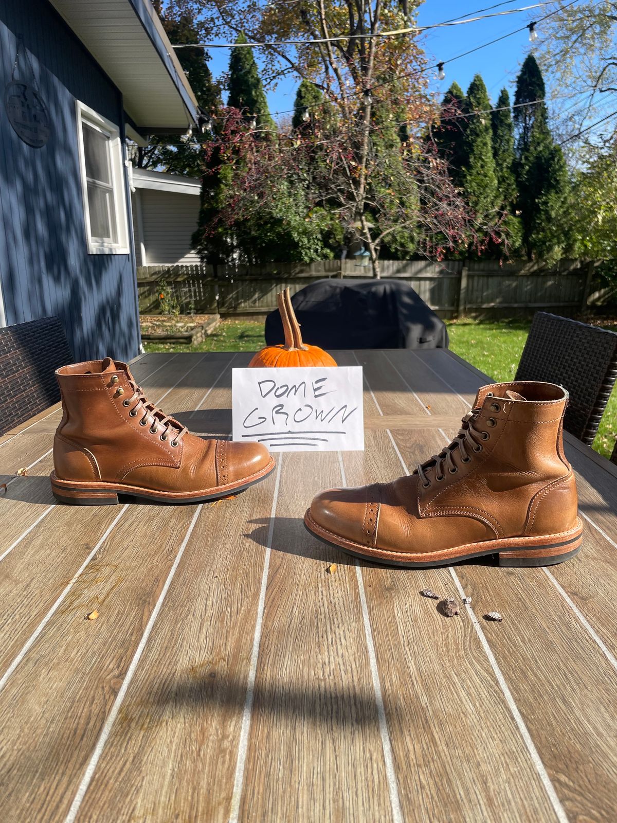 Photo by alamacchia2 on November 3, 2023 of the Oak Street Bootmakers Trench Boot in Horween Natural Chromexcel.