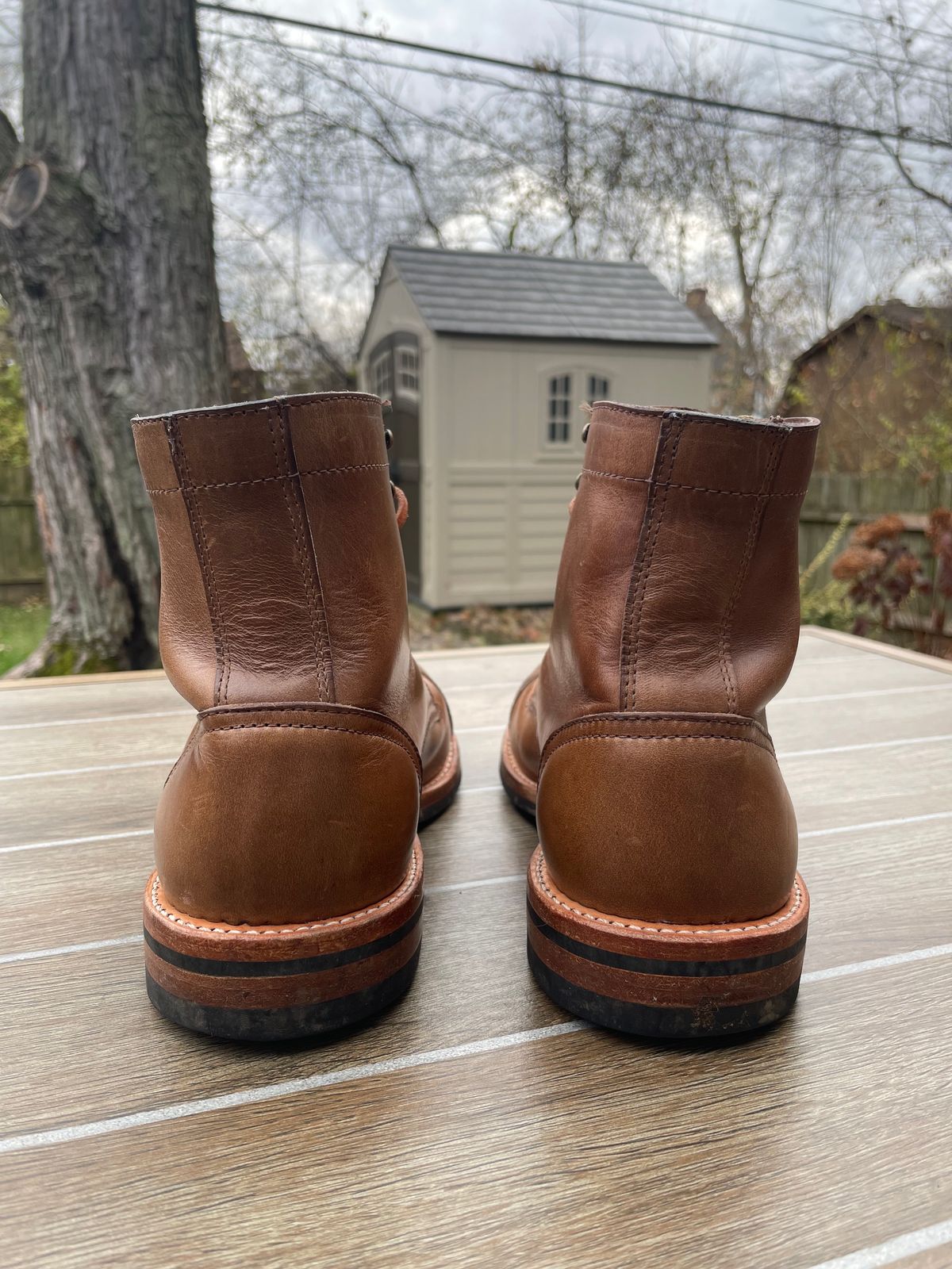 Photo by alamacchia2 on December 3, 2023 of the Oak Street Bootmakers Trench Boot in Horween Natural Chromexcel.