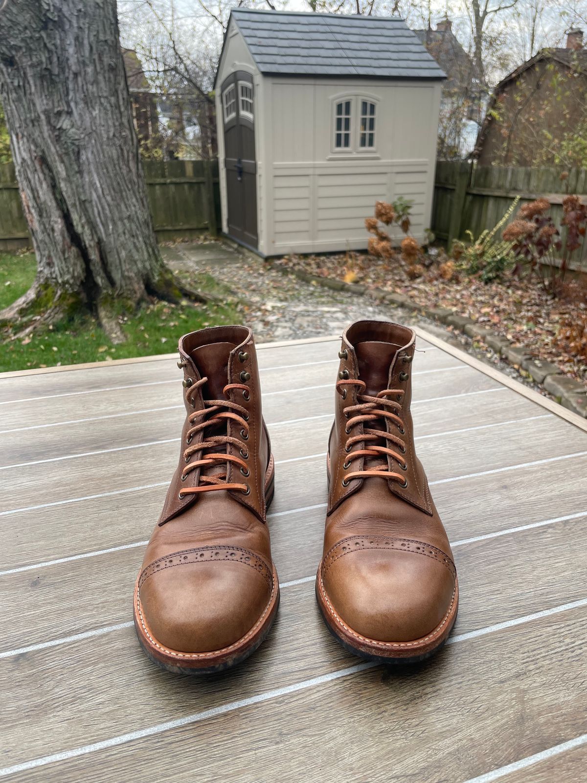 Photo by alamacchia2 on December 3, 2023 of the Oak Street Bootmakers Trench Boot in Horween Natural Chromexcel.