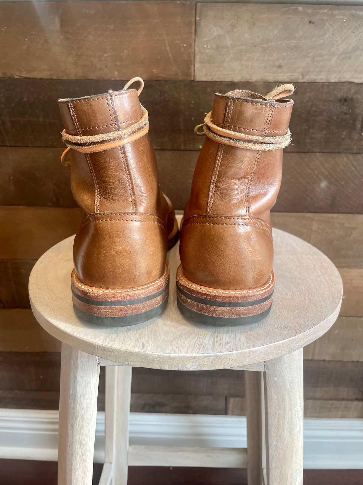 Photo by alamacchia2 on January 5, 2024 of the Oak Street Bootmakers Trench Boot in Horween Natural Chromexcel.