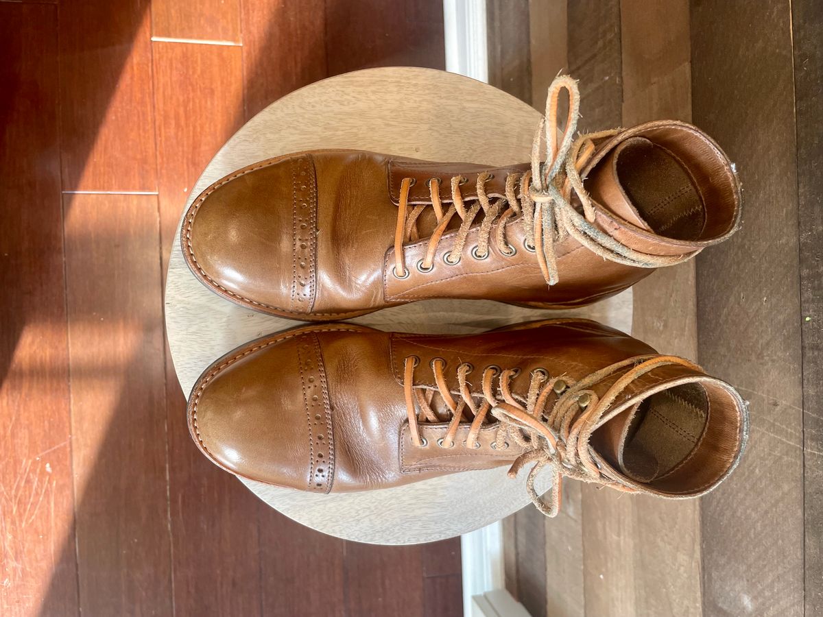 Photo by alamacchia2 on January 5, 2024 of the Oak Street Bootmakers Trench Boot in Horween Natural Chromexcel.