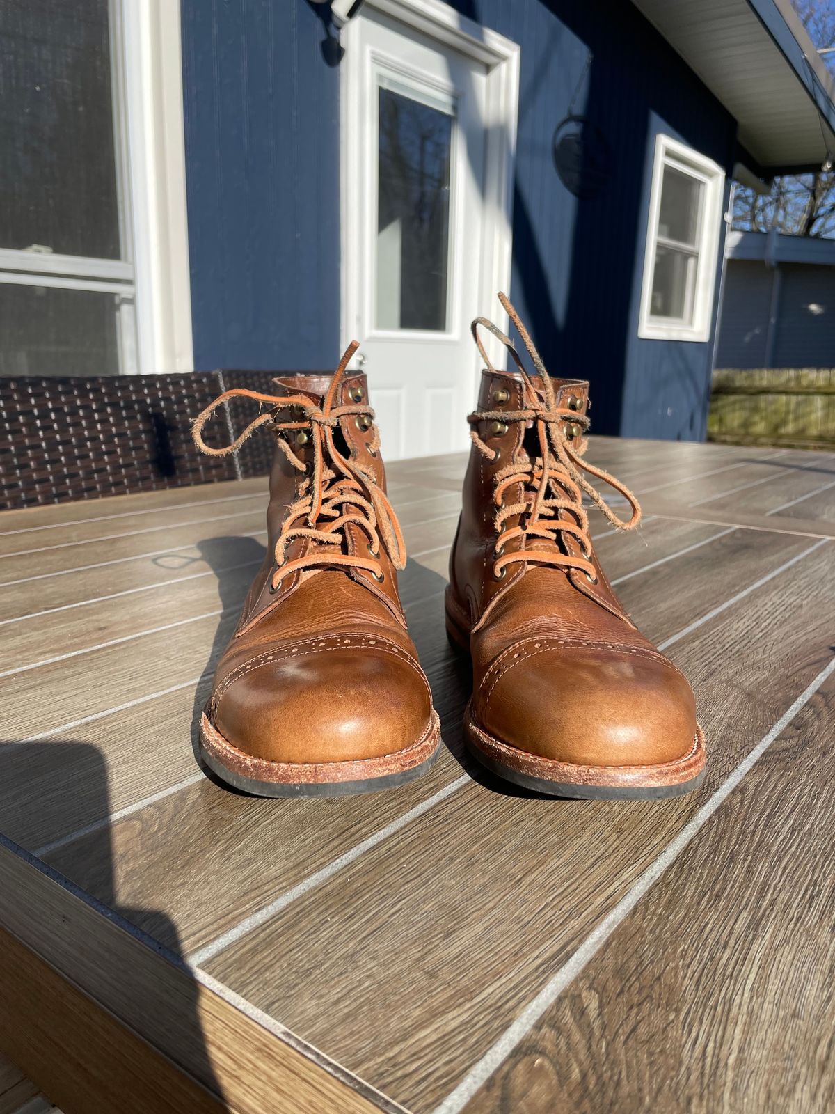 Photo by alamacchia2 on February 4, 2024 of the Oak Street Bootmakers Trench Boot in Horween Natural Chromexcel.