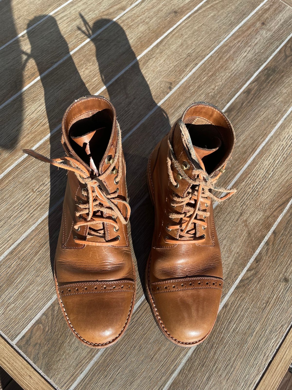 Photo by alamacchia2 on February 4, 2024 of the Oak Street Bootmakers Trench Boot in Horween Natural Chromexcel.