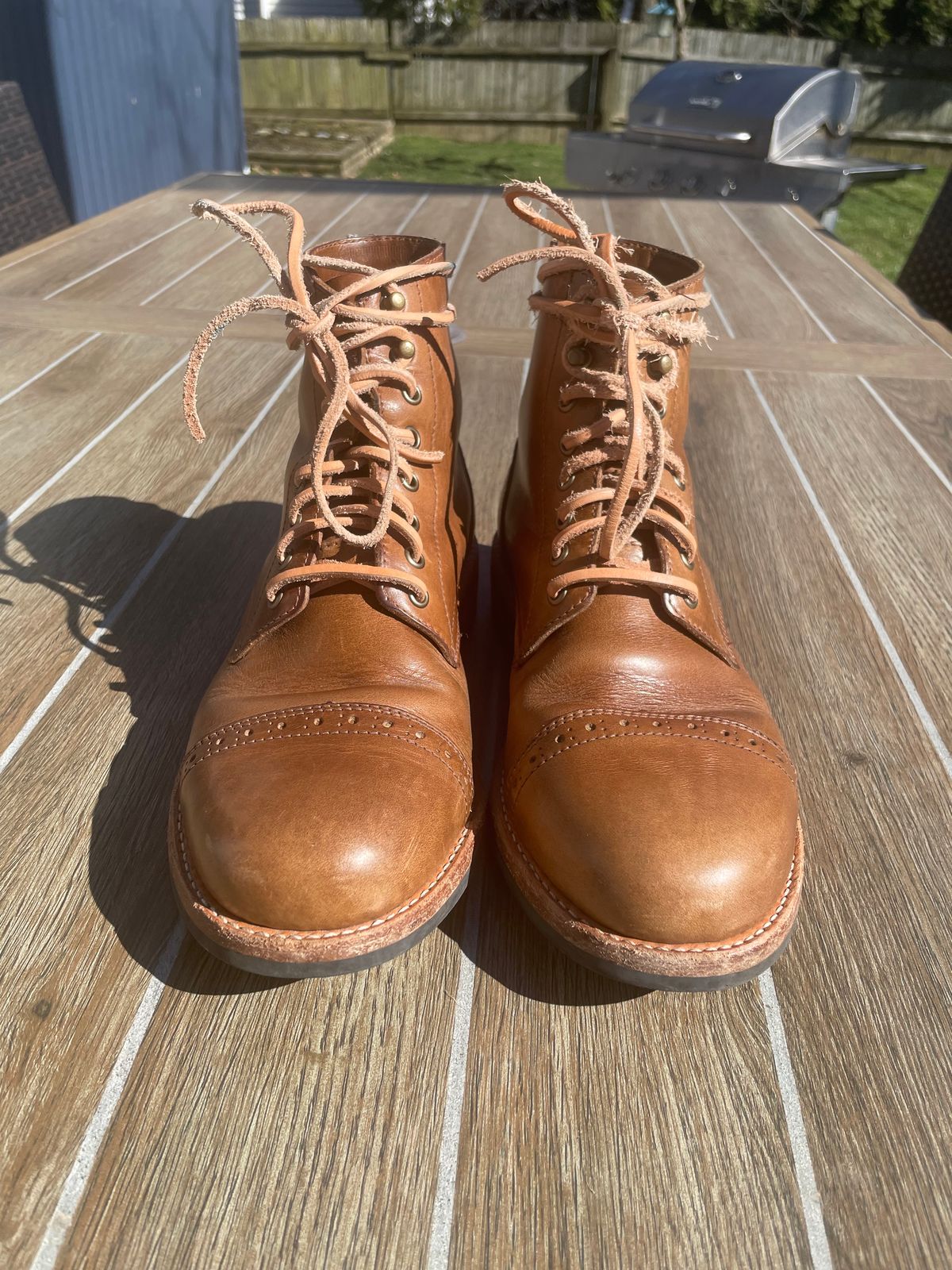Photo by alamacchia2 on March 3, 2024 of the Oak Street Bootmakers Trench Boot in Horween Natural Chromexcel.